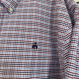 Brooks Brothers Cotton Oxford Polo Button Down Collar, Outline Check Shirt 2XL